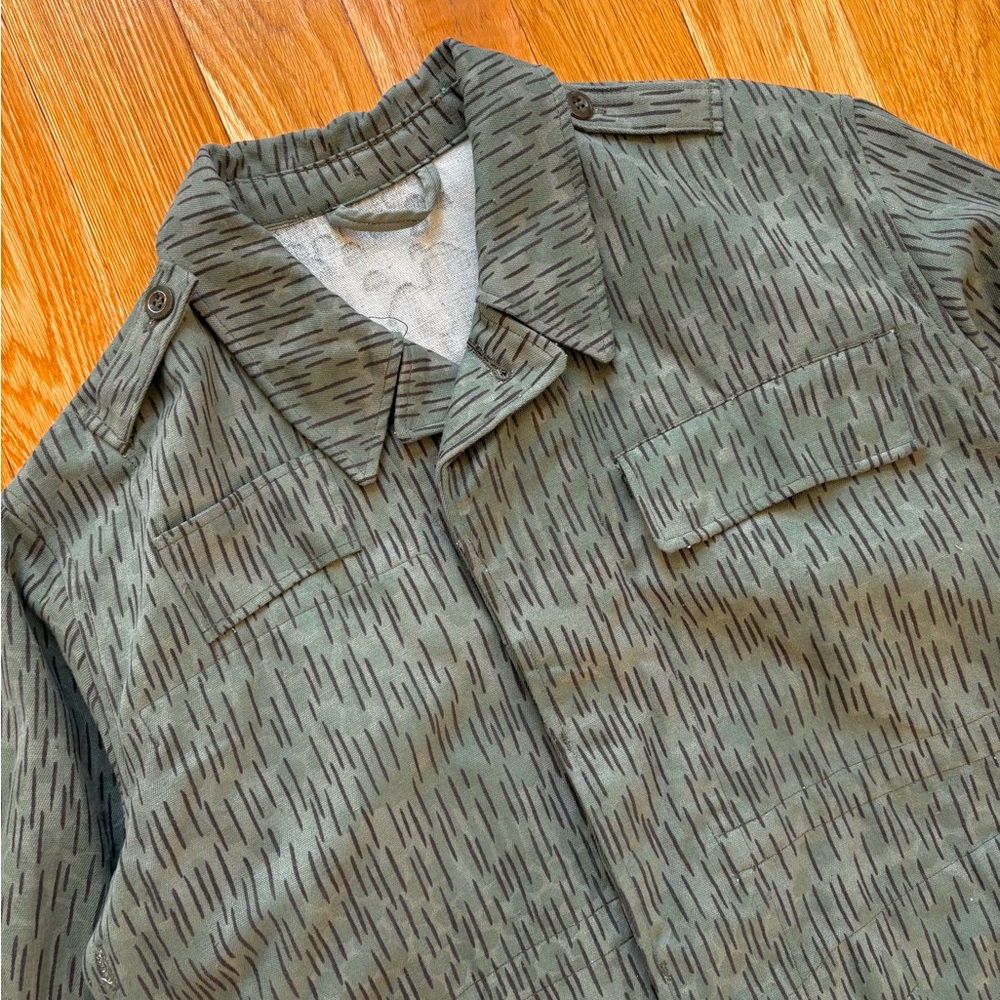 Czech Army Vintage 70s 1973 Rain Camo Jacket Military Cargo Button Up Medium